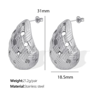 1 pair simple series simple droplet stainless steel  gold plated women stud earrings h5